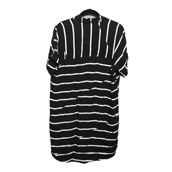 Madewell Black Break Stripe Button Front Courier Dress - Picture 4 of 8